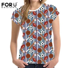 FORUDESIGNS/спортивные Костюмы Беговая футболка 3D мяч печати Для женщин Спортивная Футбол футболка быстросохнущая короткий рукав Футболки