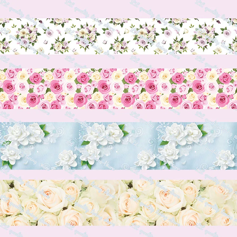 

Rose printed grosgrain ribbon 22mm 25mm 38mm Gift Bow Craft Wedding Party Supplies Silk Sewing Accessories Fabric 50 yards