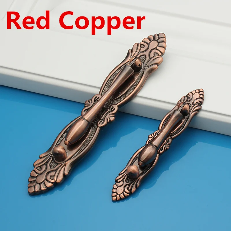 Hole Pitch 64mm/96mm golden zinc alloy furniture cabinet drawer antique handle vertical Style pulls