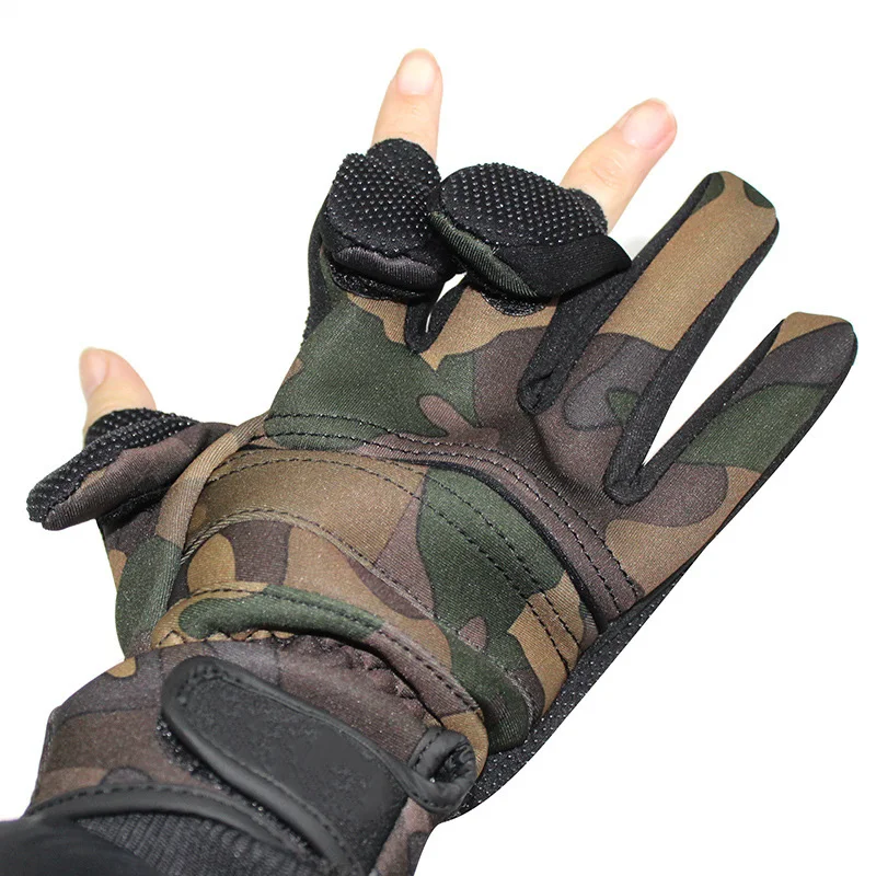 Anti Slip Durable Winter Fishing Gloves Cut Protector 3 Half Finger Full Finger Switch Thick Warm
