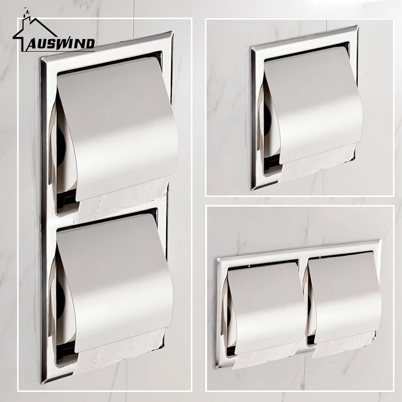 Günstige Schwarz Moderne Wc Papier halter 304 Edelstahl Wc Rolle Halter Verdeckte Embedd Hotel Bau für bad produkt