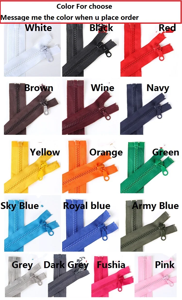 

10pcs Factory Supply 5# Chunky Zipper Open Ended zip Plastic Teeth 60cm / 70cm Resin Zippers for coat