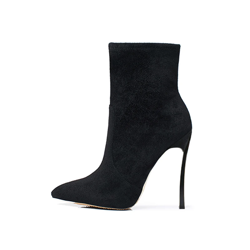 

Autumn Spring Stretch Fabric Faux Suede Women Boots Fashion Solid Color Plus Size Mid-calf Boots