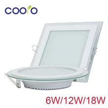 AC110/220V LED Panel Light 6w 12w 18w Round or Square glass led down light Recessed Ceiling lamp,white warm white, free shipping