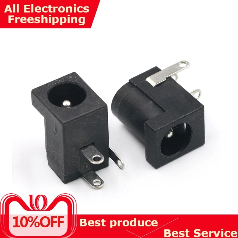 

10Pcs DC-005 Black DC Power Jack Socket Connector DC005 5.5*2.1mm 2.1 socket Round the needle