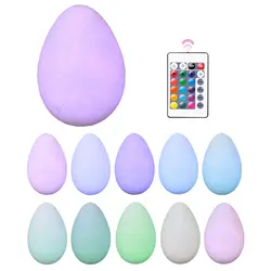 3D печати лампы яйцо ночник затемнения Touch & удаленного Управление 16 цветов заряжать USB с деревянной кронштейн креативный подарок