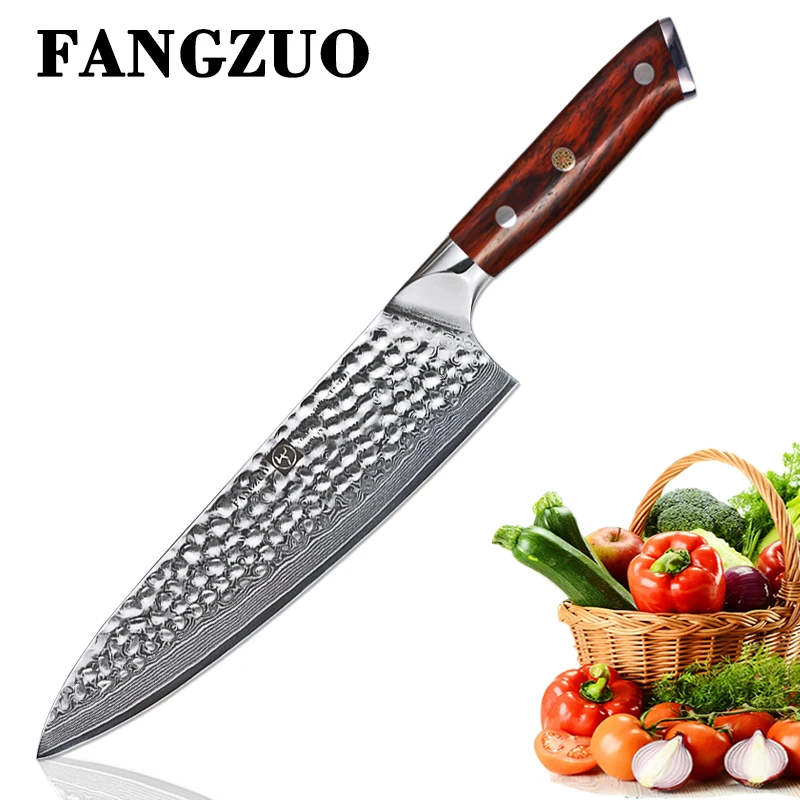 

FANGZUO 8 inch Damascus Knife Kitchen VG10 Japanese 67 layer Steel Chef Knife Sharp Blade Meat Cutting Tools Rosewood Handle Bla
