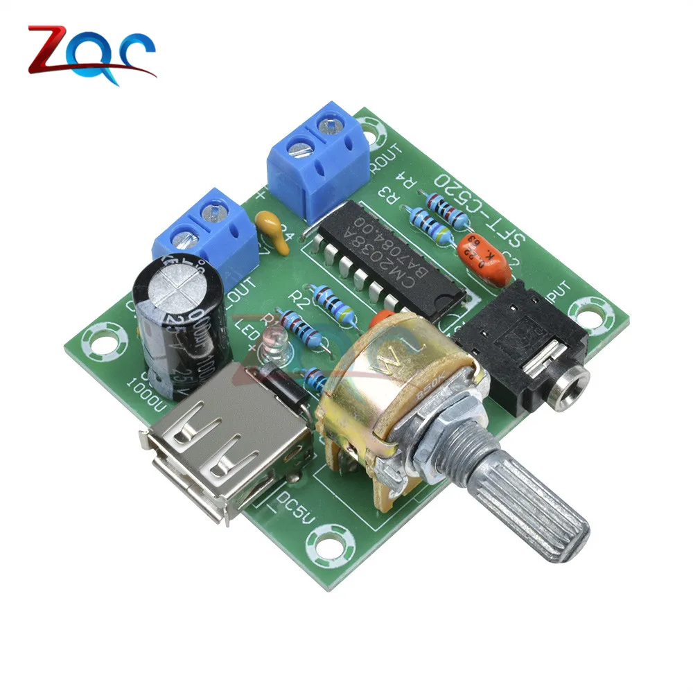 PM2038 двойной трек 5Wx2 Плата усилителя 5 Вт + модуль USB Источник питания DC 2 6 в *