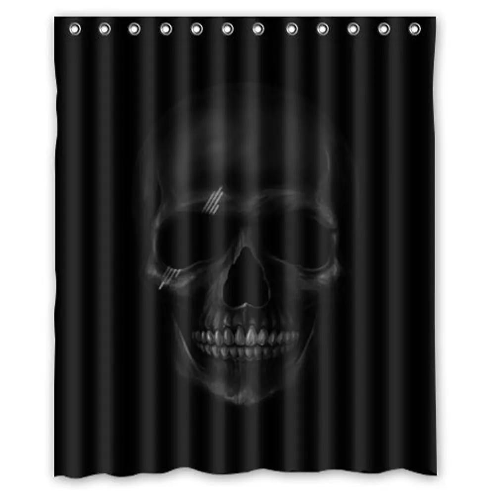 

CHARMHOME Personalized Cool and Horror Design Dark Skull Polyester Waterproof Fabric Shower Curtain Shower Rings Included