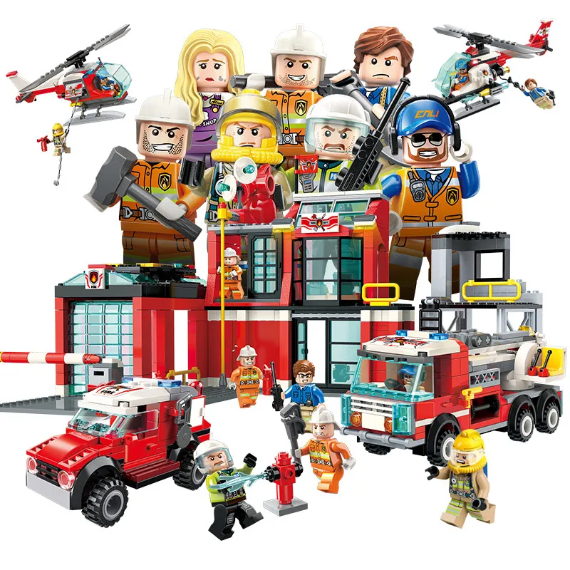 Legoings City Series The Fire Station Model Building Blocks For Children Birthday Gifts DIY Educational Kids Toy Bricks