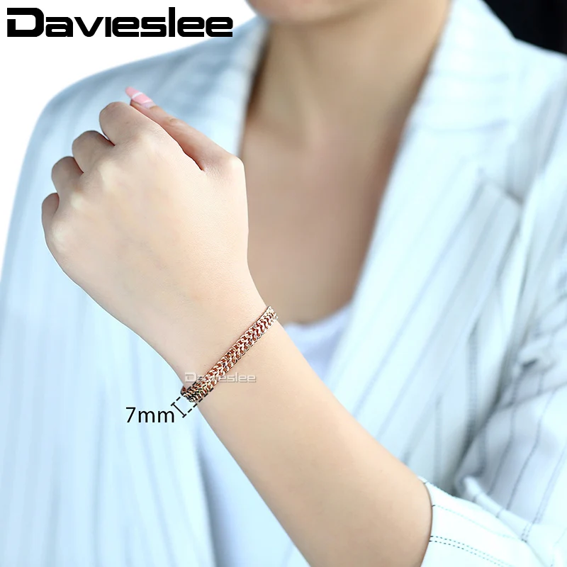 Браслет цепочка Davieslee из розового золота 585 пробы 7/18/20/22/25 см|Цепочки и браслеты| |