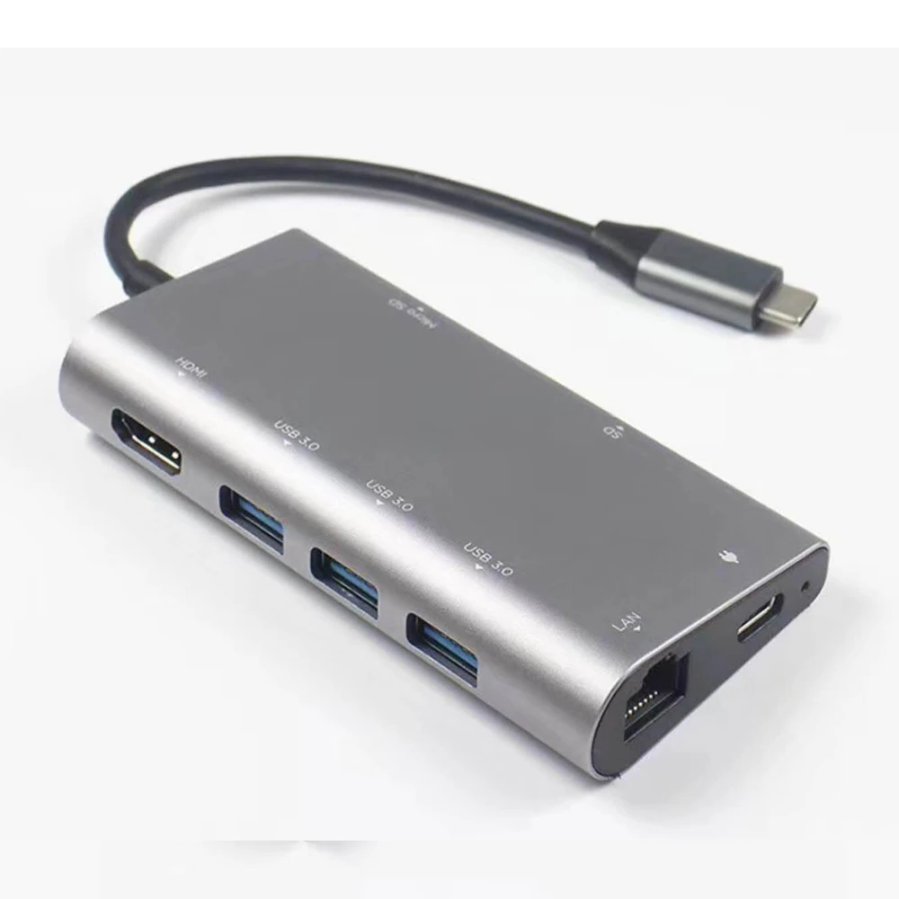 

USB C Type-c Thunderbolt3 to Gigabit RJ45 USB3.0 Hub HDMI 4K 1080P SD/TF Card Reader Multiport Adapter for Macbook HUAWEI Phone