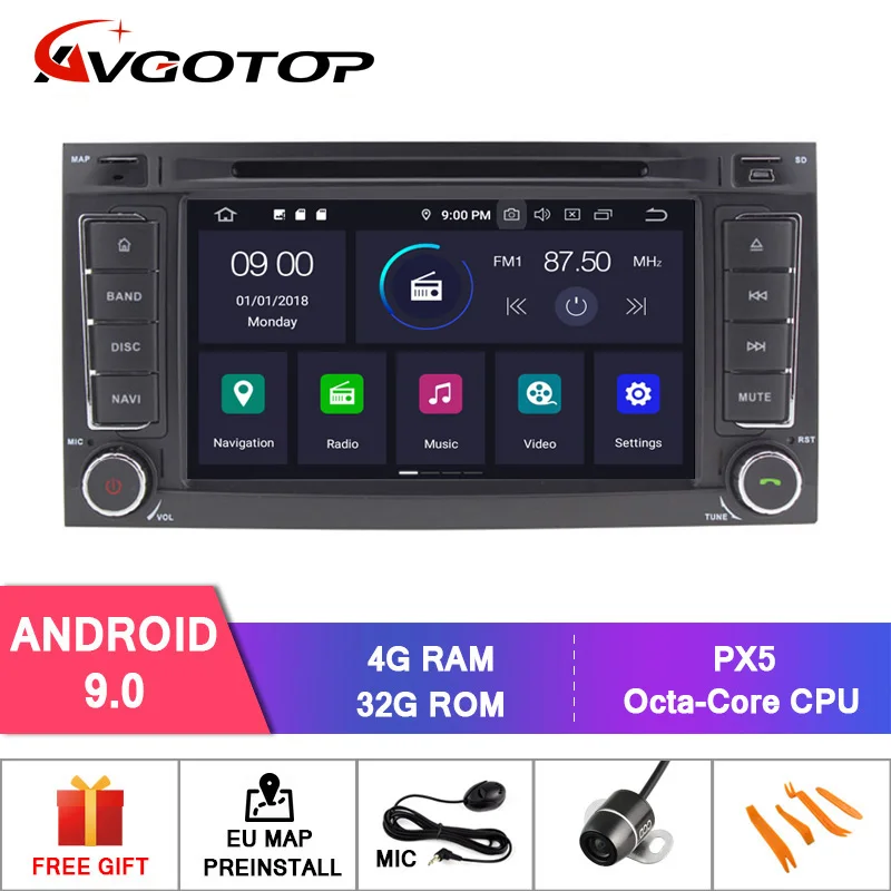AVGOTOP автомобильный dvd-плеер для VW TOUAREG 2004-2011 Восьмиядерный Android 9,0 автомобильный Радио DVR/wifi+ DSP+ DAB+ OBD навигация