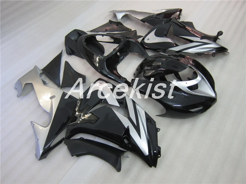 Пользовательские ABS обтекатель комплект подходит для kawasaki Ninja ZX10R 2006 2007 06 07 10R fairобтекатели набор Серебряный черный