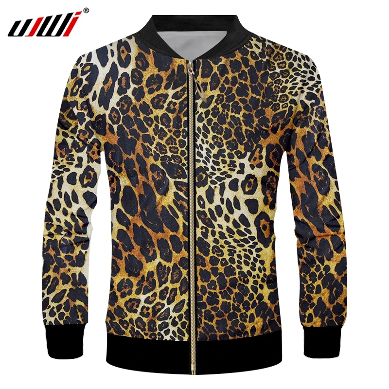 UJWI Zip Jacket Trend New Coat Man Zipper Jackets 3D Printed Leopard Plus Size 5XL Clothing Homme Winter Windbreaker