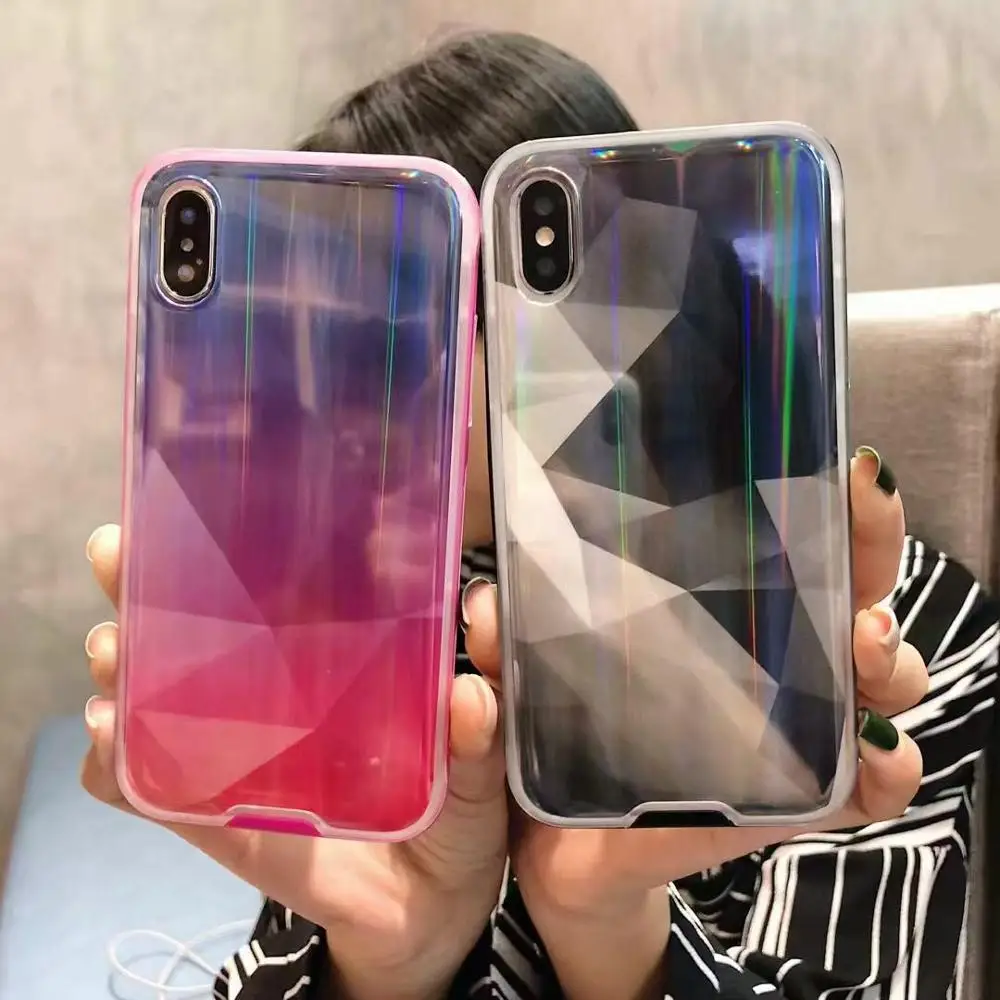 Блестящий геометрический чехол Aurora для iPhone 7 8 6 6S Plus задняя крышка X XR XS MAX 11 Pro Max