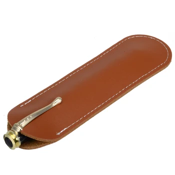 

1 Piece Fountain Pen Pouch Bag Brown Leather DIY Handcrafted Single Pen Pencil Case Holder 155*37mm Protective Sleeve Cover