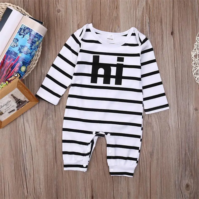 

Hot Newborn Baby Girl Boy Clothes Long Sleeve Striped Bodysuit Jumpsuit Playsuit Baby Autumn Cotton Outfits Clothes One Piece