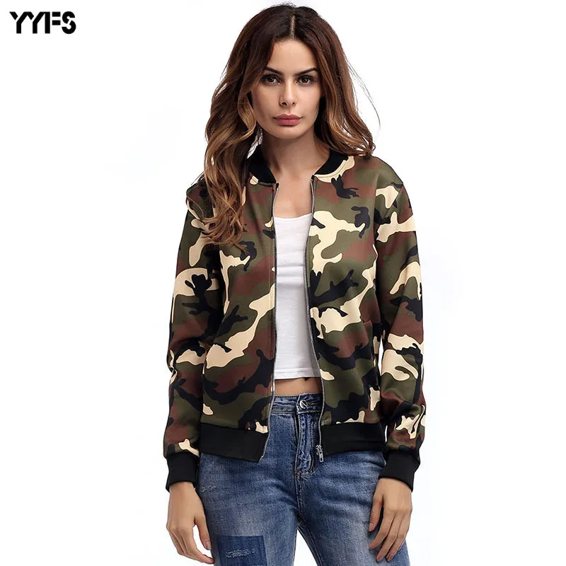 

Women Coat Fashion Ladies Camouflage Zipper Up Bomber Jacket Casual Coat Autumn Outwear Slim Women Clothes