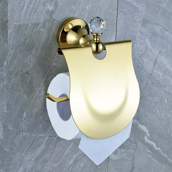 

Newly Golden Wall Mounted Bathroom Crystal BrassToilet Paper Holder Roll Hanger Cover Paper Tissue