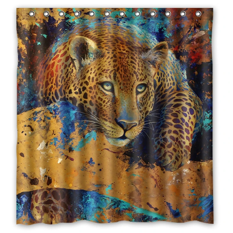 Cheetah Leopard on the Tree Custom Design Bath Bathroom Curtains Waterproof Shower Curtain Size