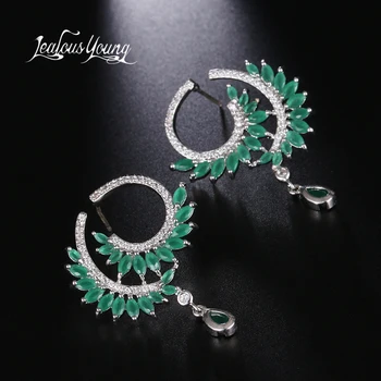 

Famous Design Green Marquise Zircon Stud Earrings For Women Party Two Round Shape Weddings Earings for Party Custom Jewelry 2018