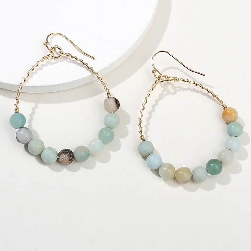 

Joolim Jewelry Wholesale/Fresh Round Amazon Stone Drop Earring Dangle Earring