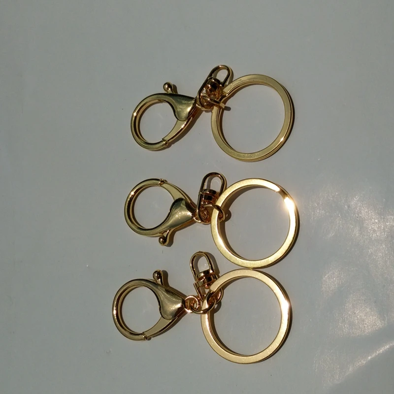 5Pcs/lot Metal Key Chains & Key Rings Round Lobster Clasp Keychain