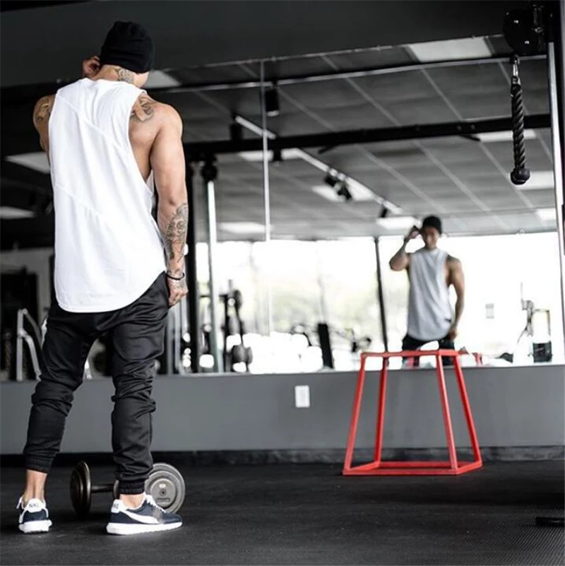 

Muscleguys Blank Gyms Stringer Tank Top Men Bodybuilding Clothing Fitness Mens Sleeveless Vests Cotton Singlets Muscle Tops