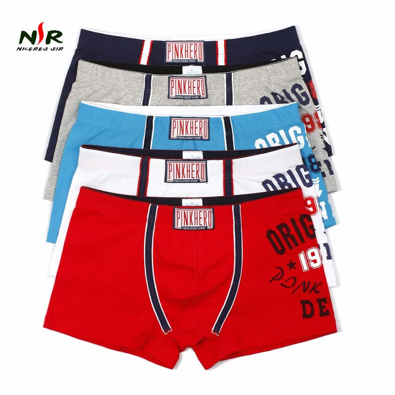 Pink Heroes 5pcs/lot Men Underwear Boxers Sexy Cotton Printed Boxer ...