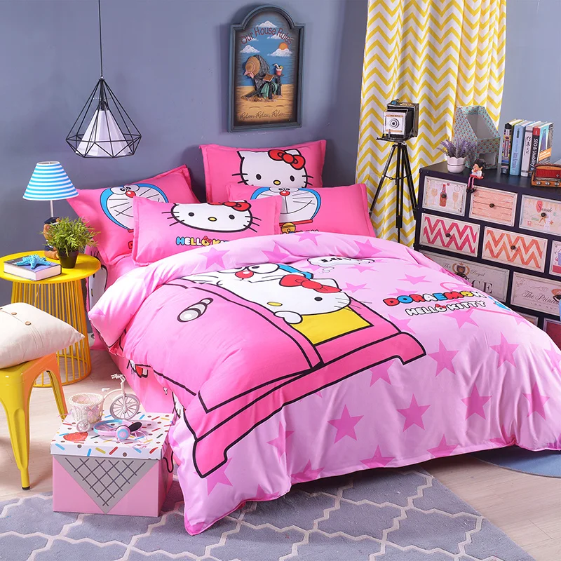 UNIKEA Unique Design Reversible Duvet Cover Set with Flat Sheet and 2 Pillowcases Cute Cartoon Bed Linen Bedc | Дом и сад
