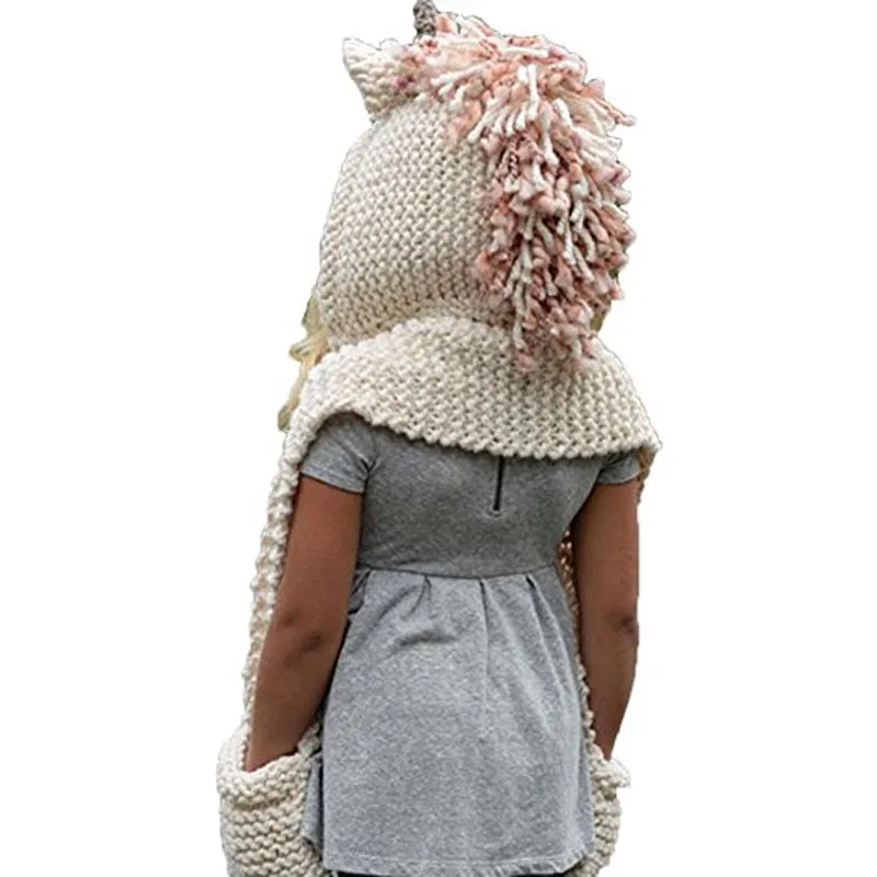 Милые теплые спортивные костюмы для детей с капюшоном; Лидер продаж; вязаная шапка вязаная крючком для девочек, для мальчиков Шапки шапки-маски с изображением животных шарф