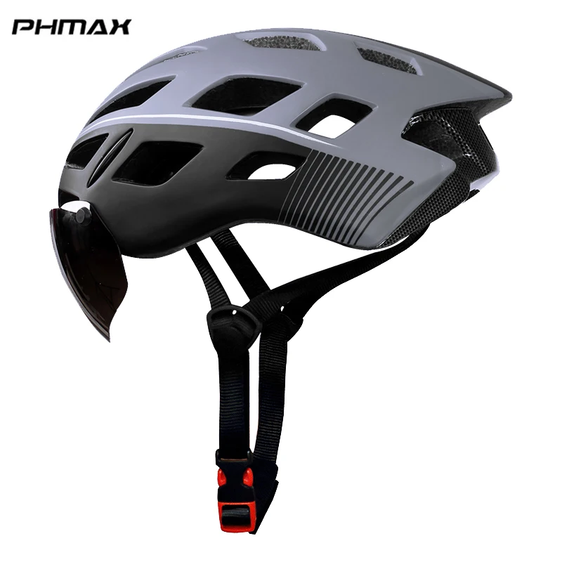 PHMAX велосипедный шлем EPS сетка от насекомых дорожный MTB велосипедный ветрозащитный 2 линзы цельный литой шлем велосипедный шлем Casco Ciclismo - Цвет: P-TK-0701-B