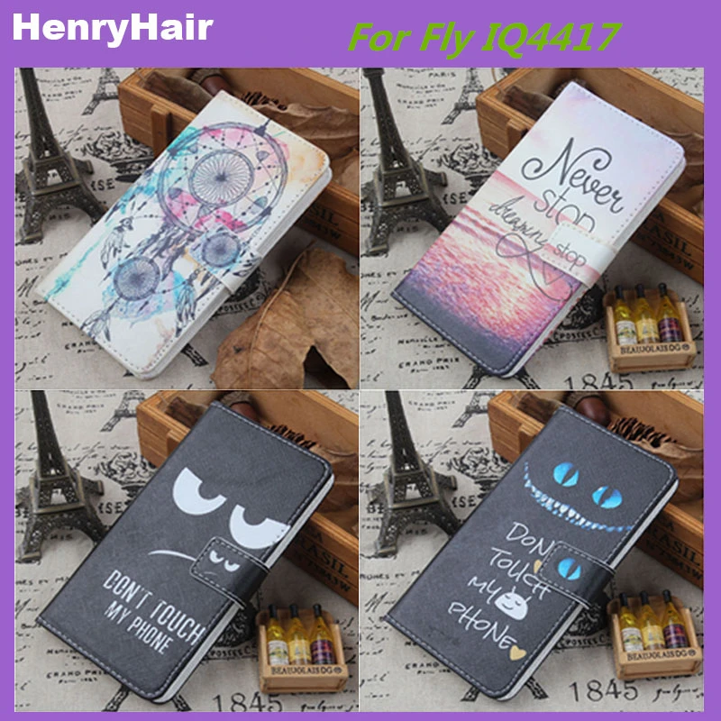 Hot! Cartoon Pattern PU Leather Cover Case Flip Card Holder For Fly IQ4417 Wallet Phone Cases | Мобильные телефоны и
