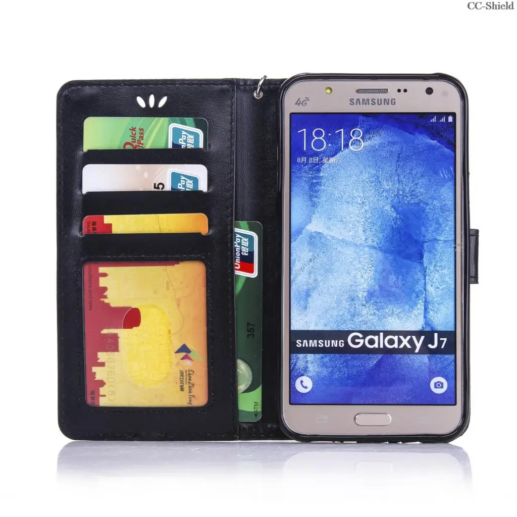 Флип чехол для Samsung Galaxy J7 Neo 2017 J701 J701F/DS J701MT кожаный с бабочкой телефона SM J701M