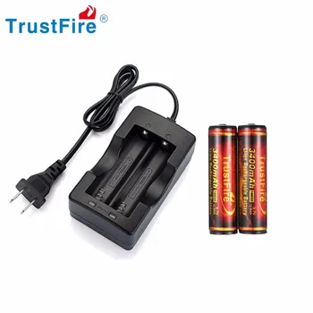 

2PCS TrustFire 3.7V 3400mAh 18650 Rechargeable Battery with Protected PCB + Dual 18650 Li-ion Battery Charger EU PLug