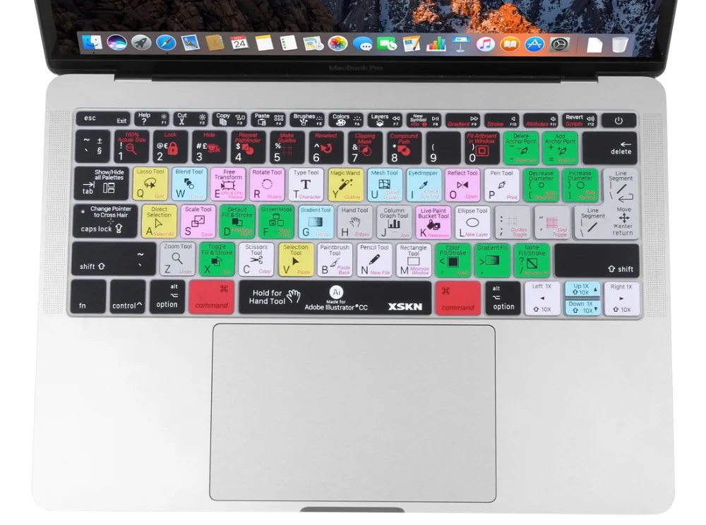 XSKN смарт кожа для Adobe Illustrator ярлык клавиатуры крышка AI учебник силиконовая Macbook 12