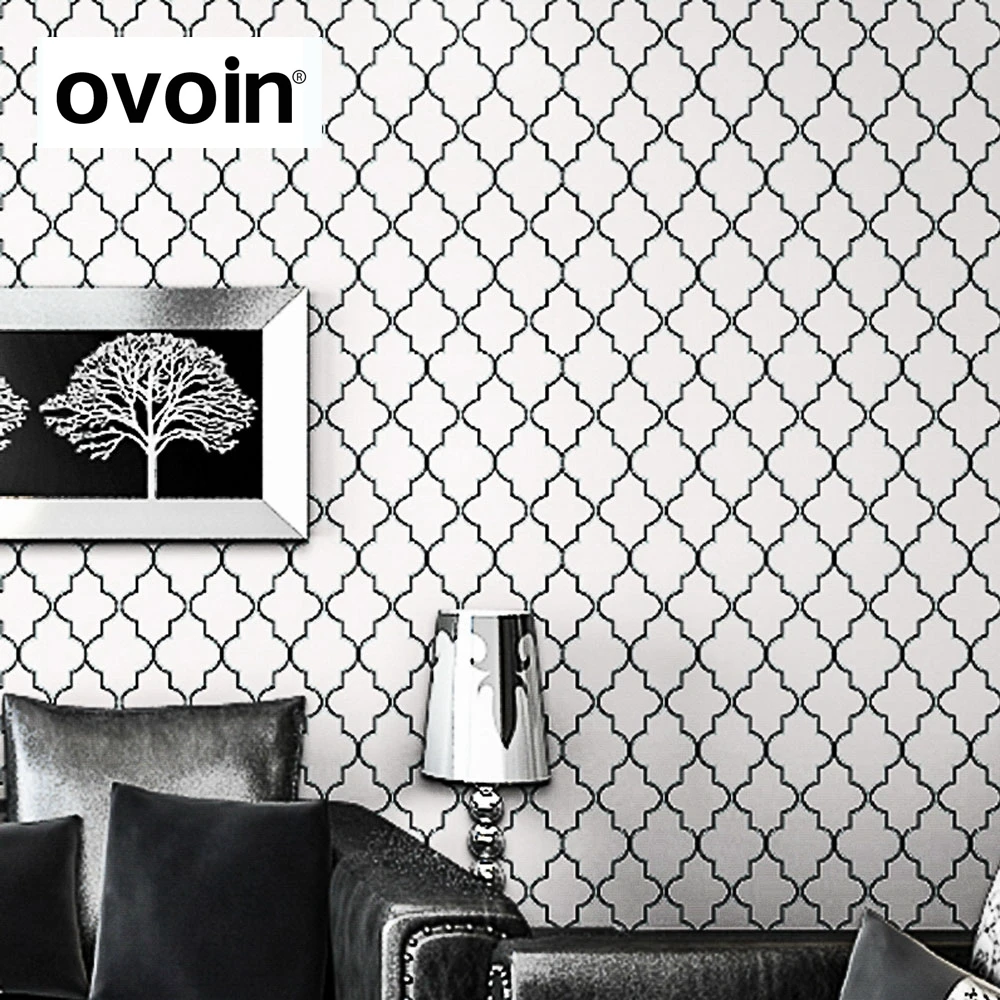Online Get Cheap Black White Modern Wallpaper Aliexpresscom - Moroccan Trellis Black White Modern Geometric Pattern Wallpaper Rollbedroom Wall Cover Paper Live Room Sofa online get cheap black white modern wallpaper aliexpresscom - moroccan trellis black white modern geometric pattern wallpaper rollbedroom wall cover paper live room sofa
