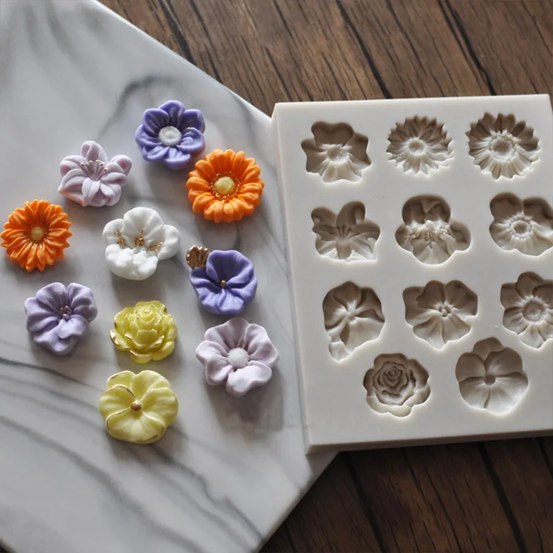 3D Подсолнух розы цветы силиконовые украшения торта граница сахарное ремесло торт плесень Полимерная глина ремесла DIY