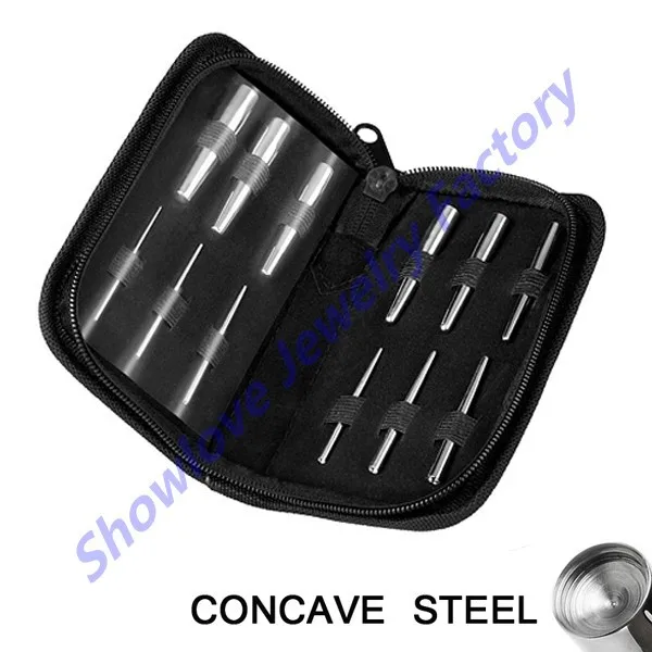 

Showlove 12Pcs Professional Body Piercing Tool 316L Surgical Steel Ear concave back Taper Stretching Gauge Kit insertion Pin Set