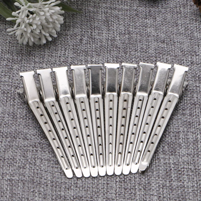

10pcs Hair Clips Stainless Steel Hairdressing Duck Bill Alligator Clips