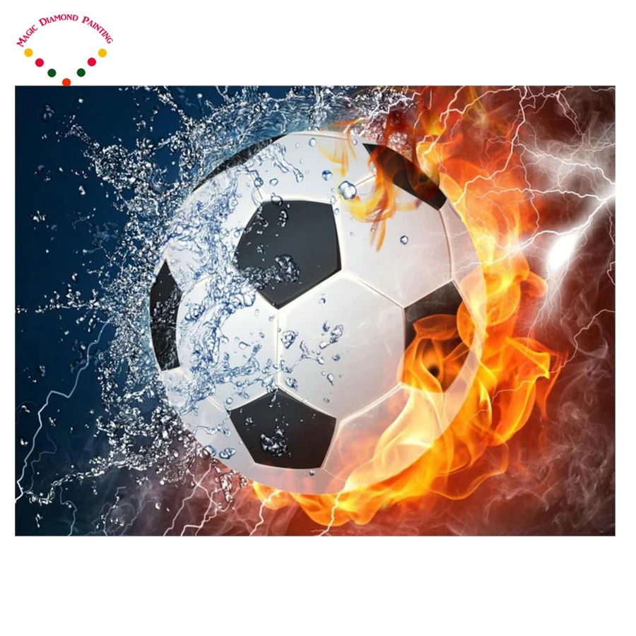 DIY Flame football diamond painting Football team emblem cross stitch