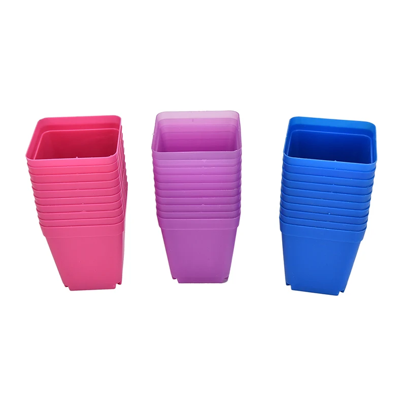 Square Multicolour Nursery Pots Plastic Plants Pot Flower Plastic