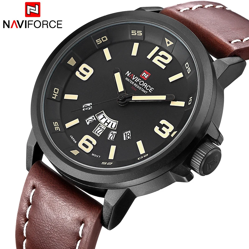 

NAVIFORCE Luxury Brand Fashion Men Sports Watches Men's Quartz Date Clock Man Leather Strap Military Army Waterproof Wrist watch