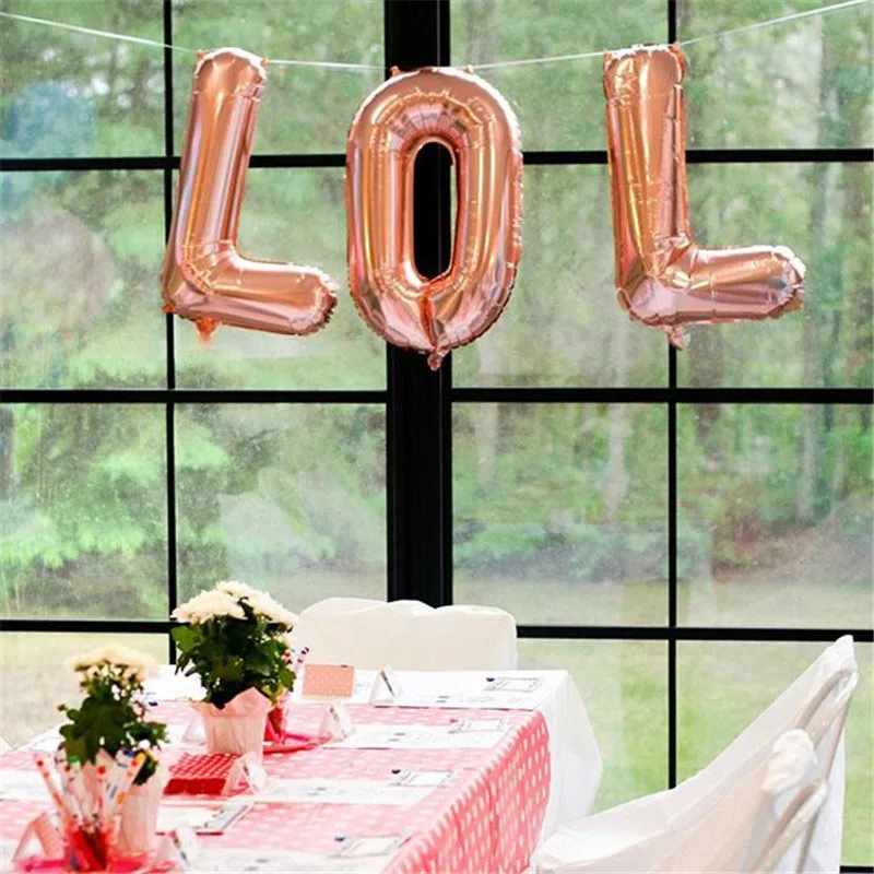 

16/32inch Rose Gold Silver Lol Letter Alphabet Foil Balloon LoL Theme Party Decoration Baby Shower Birthday Air Balloon Kid Toys