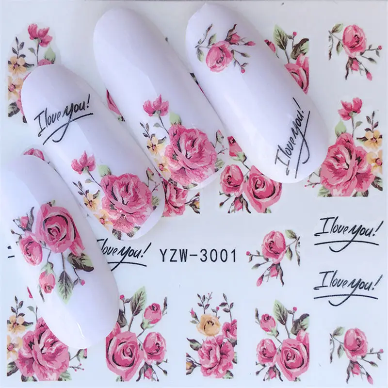 

YZWLE Flower Series Nail Art Water Transfer Stickers Full Wraps Deer/Lavender Nail Tips DIY