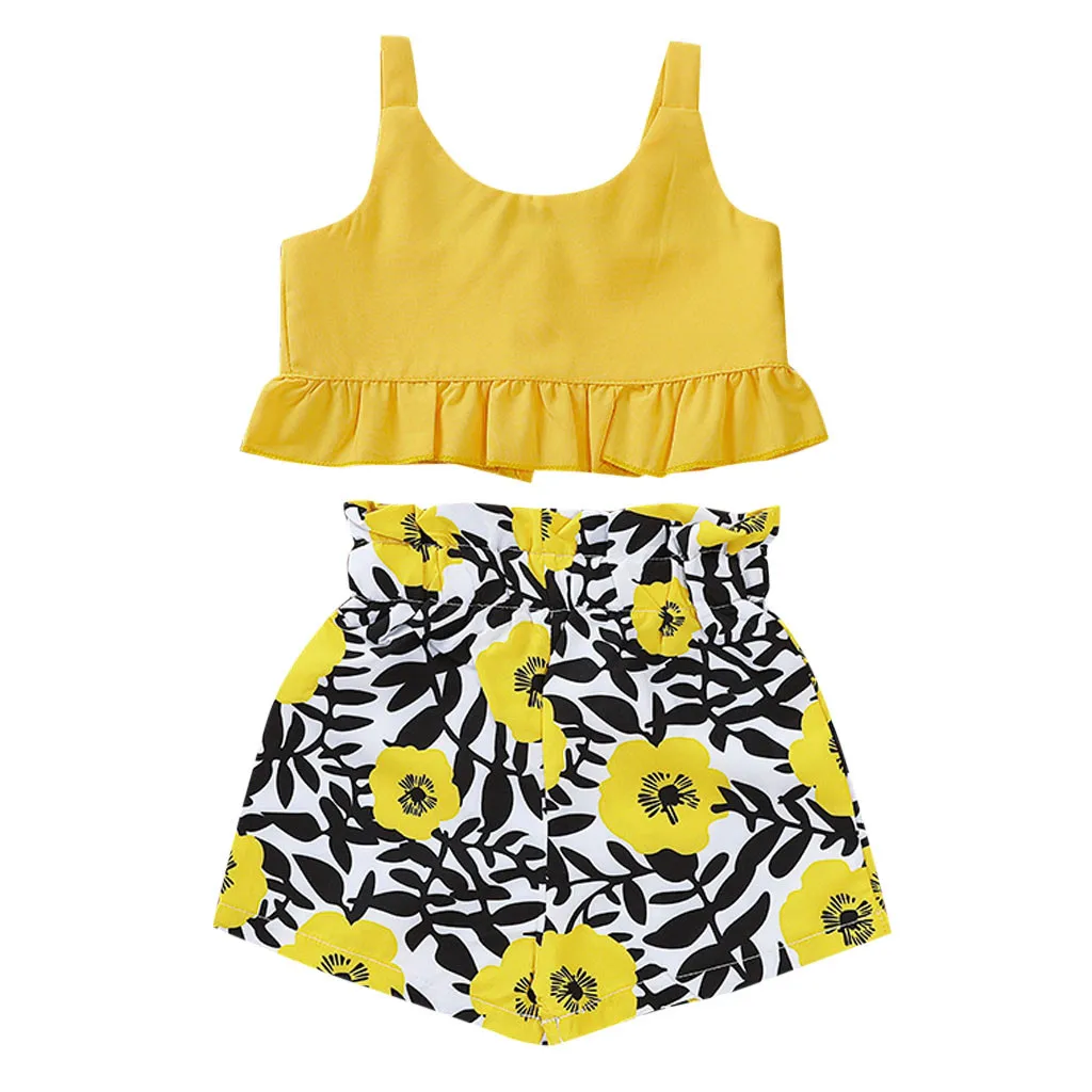 

Summer Baby Girls Clothes Sets Toddler Newborn Outfits Sling Top Vest Floral Print Shorts Fashion Set babyborn roupa infantil