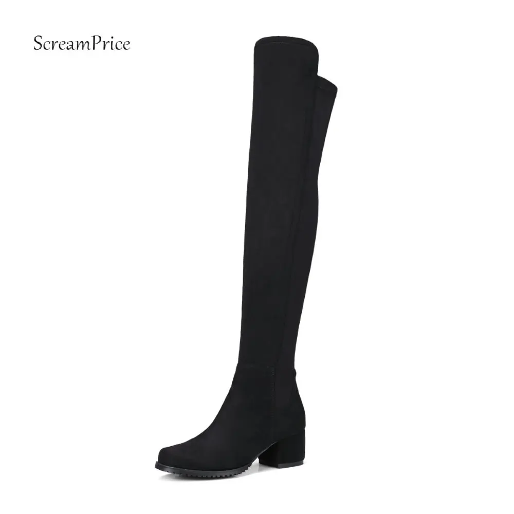 mid heel long boots