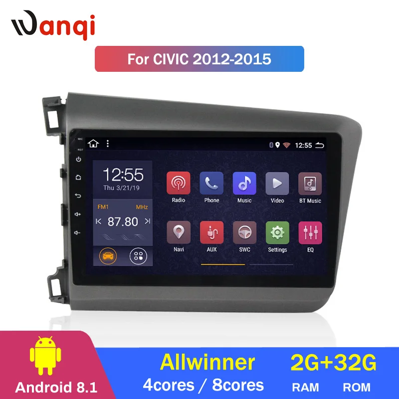 Sale 2G RAM 32G ROM 9 inch Android 8.1 touch screen car audio dvd player for Honda Civic 2012-2015 GPS navigation 0