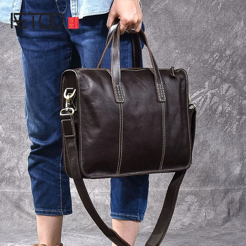 

AETOO New first layer leather men's handbag retro handmade leather crossbody shoulder bag men's bag